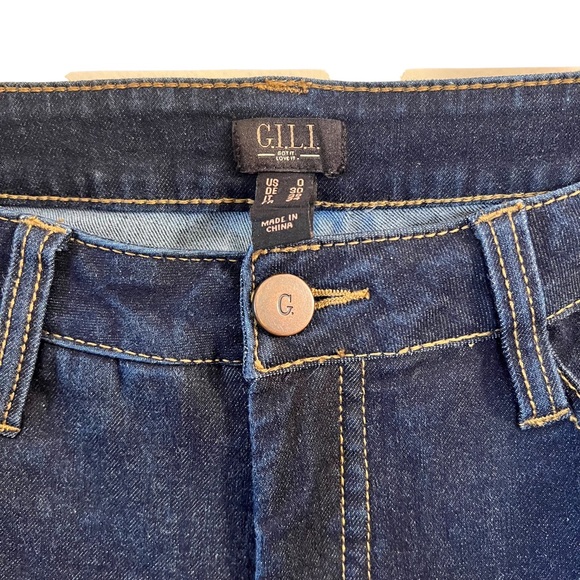 G.I.L.I Dark Wash Super Flare Denim Stretch Jeans Size 0 NWOT - Picture 6 of 13